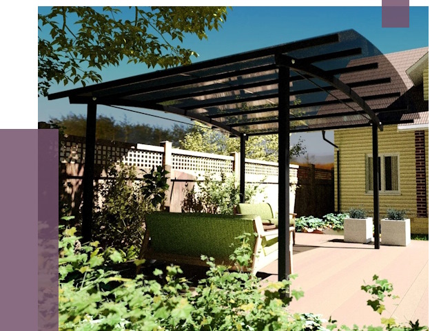 Навесы для террасы в Сердобске от 12892 руб. под ключ | ПРОЛЁТ-Срд