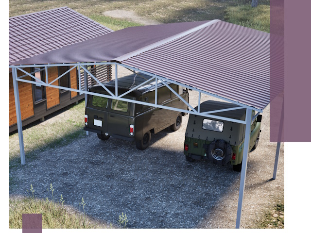 Двускатные навесы под ключ в Сердобске — изготовление и монтаж